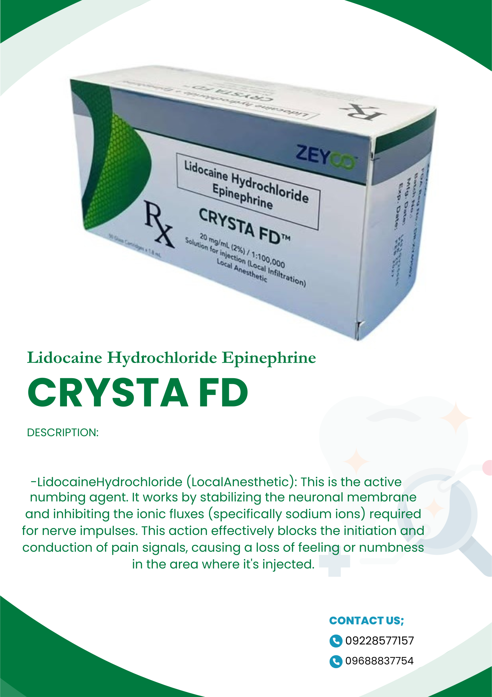 ZEYCO (Lidocaine Hydrochloride Epinephrine) CRYSTA FD ZEYCO (Lidocaine Hydrochloride Epinephrine) CRYSTA FD